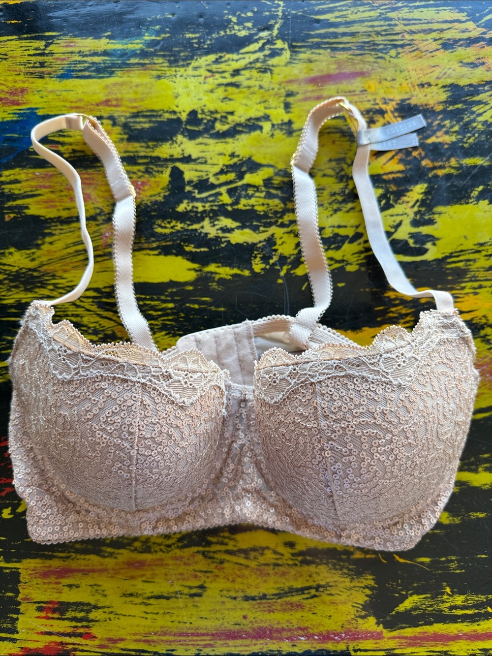 NWT aerie Light Beige Lace-Trim Juliet Underwire Push up Bra